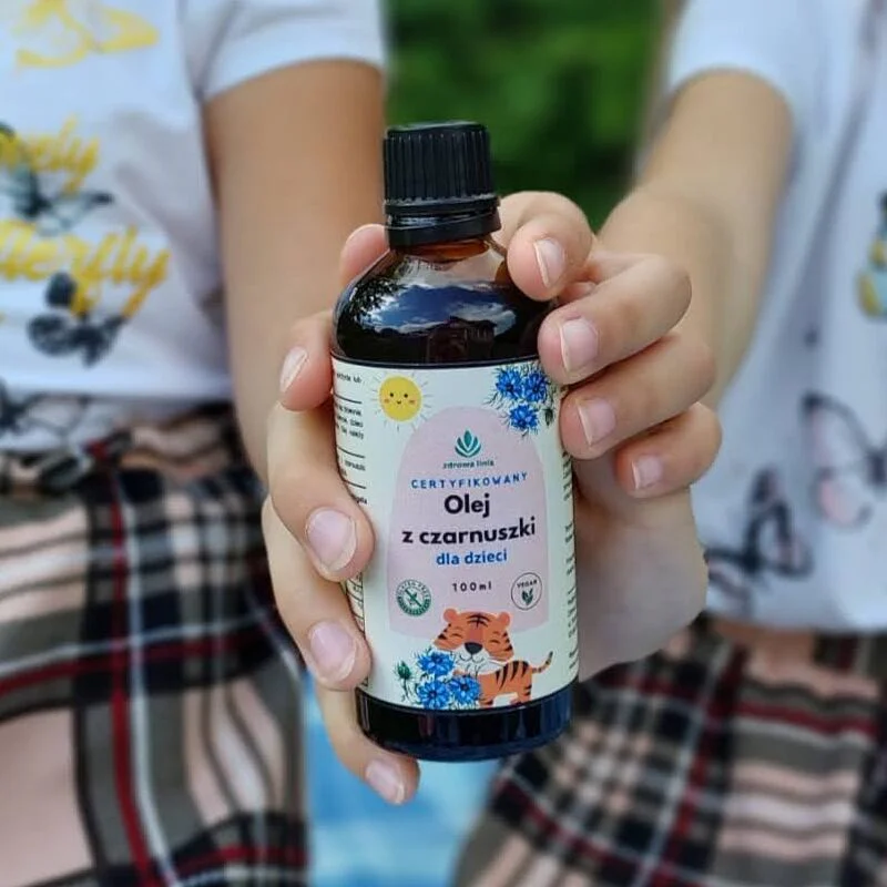 Certyfikowany Olej z czarnuszki dla dzieci tłoczony na zimno 100 ml - obrazek 2