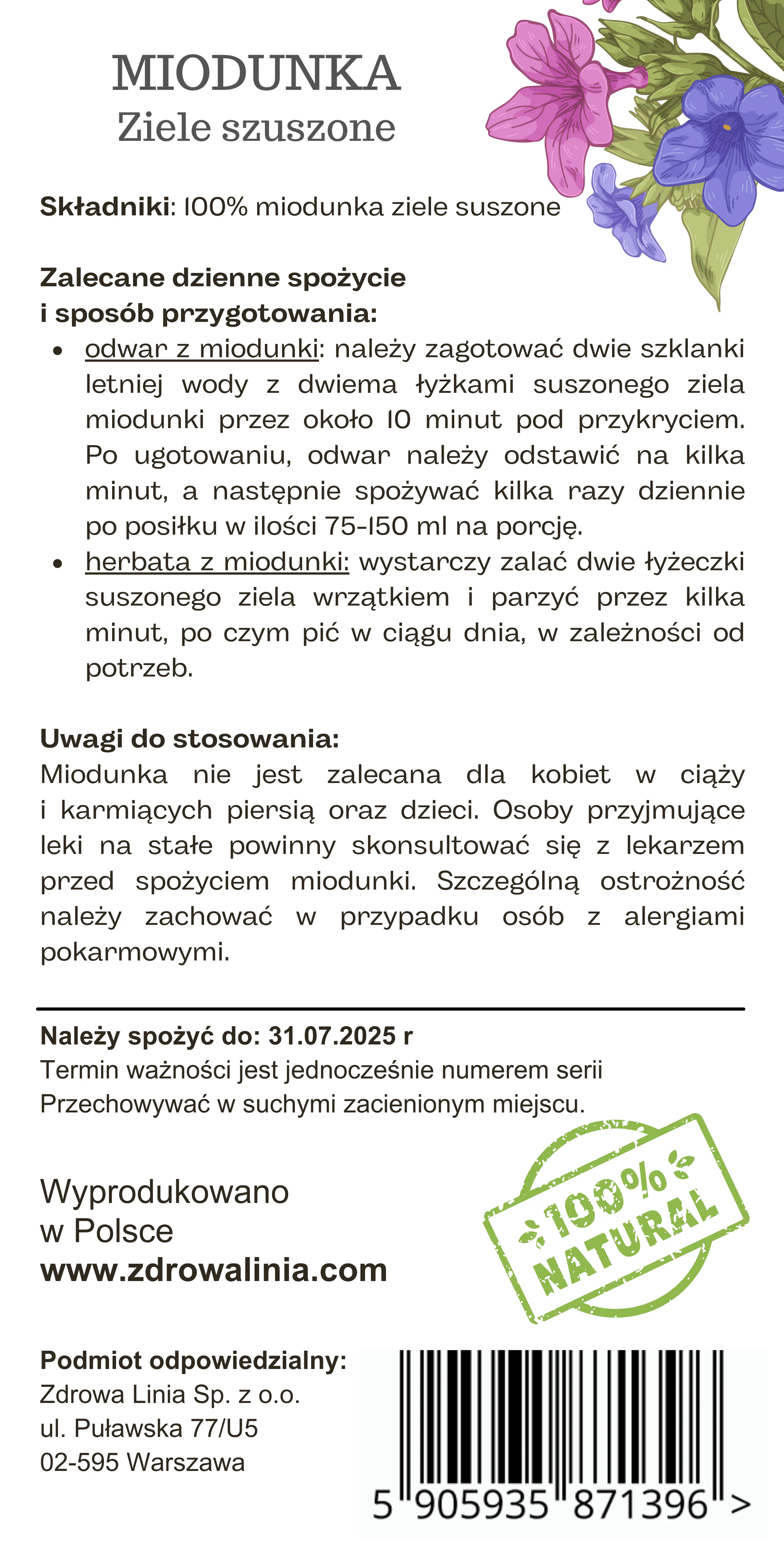 Miodunka ziele suszone 60 g - obrazek 5