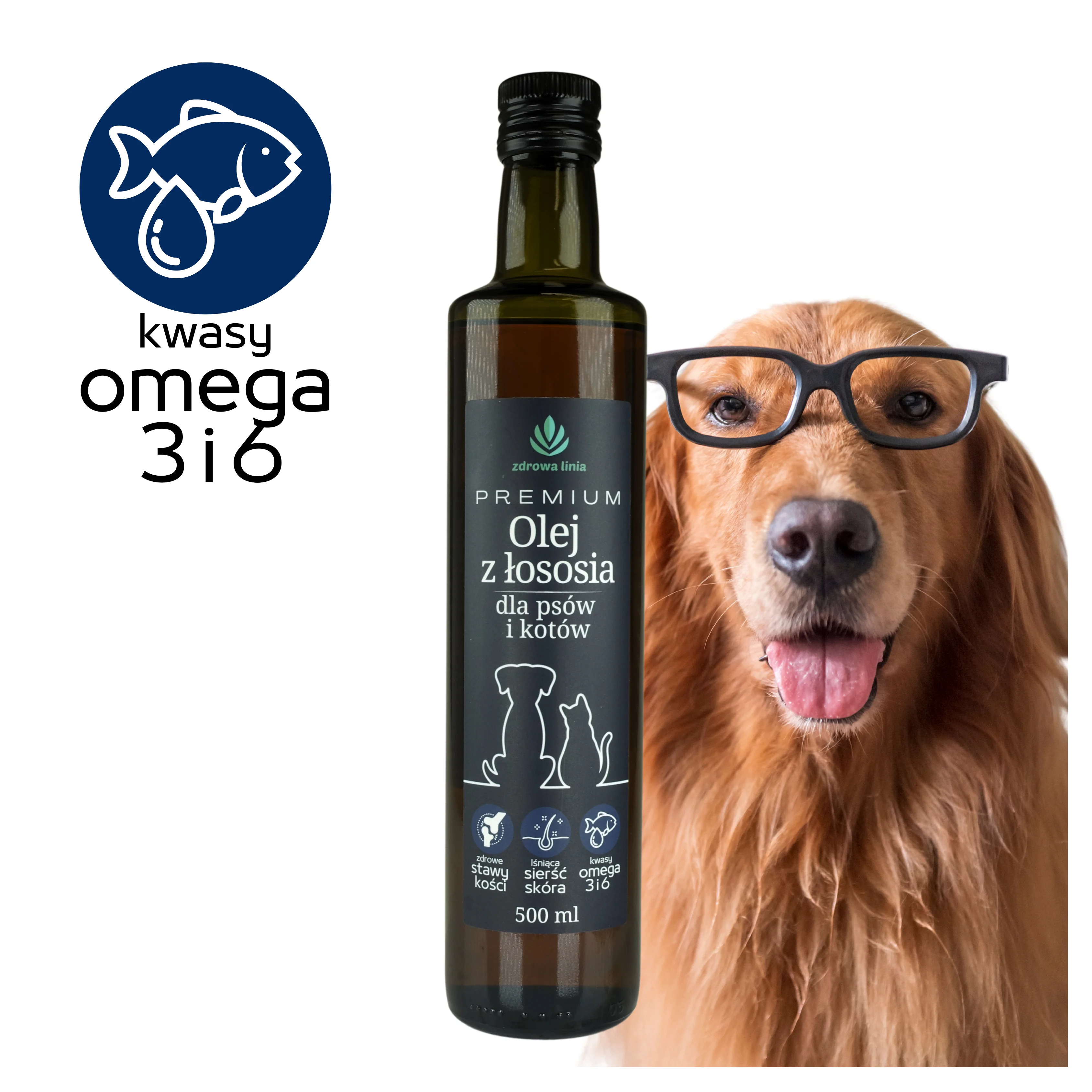 PREMIUM Olej z łososia dla psów i kotów Omega 3 i 6 - obrazek 10