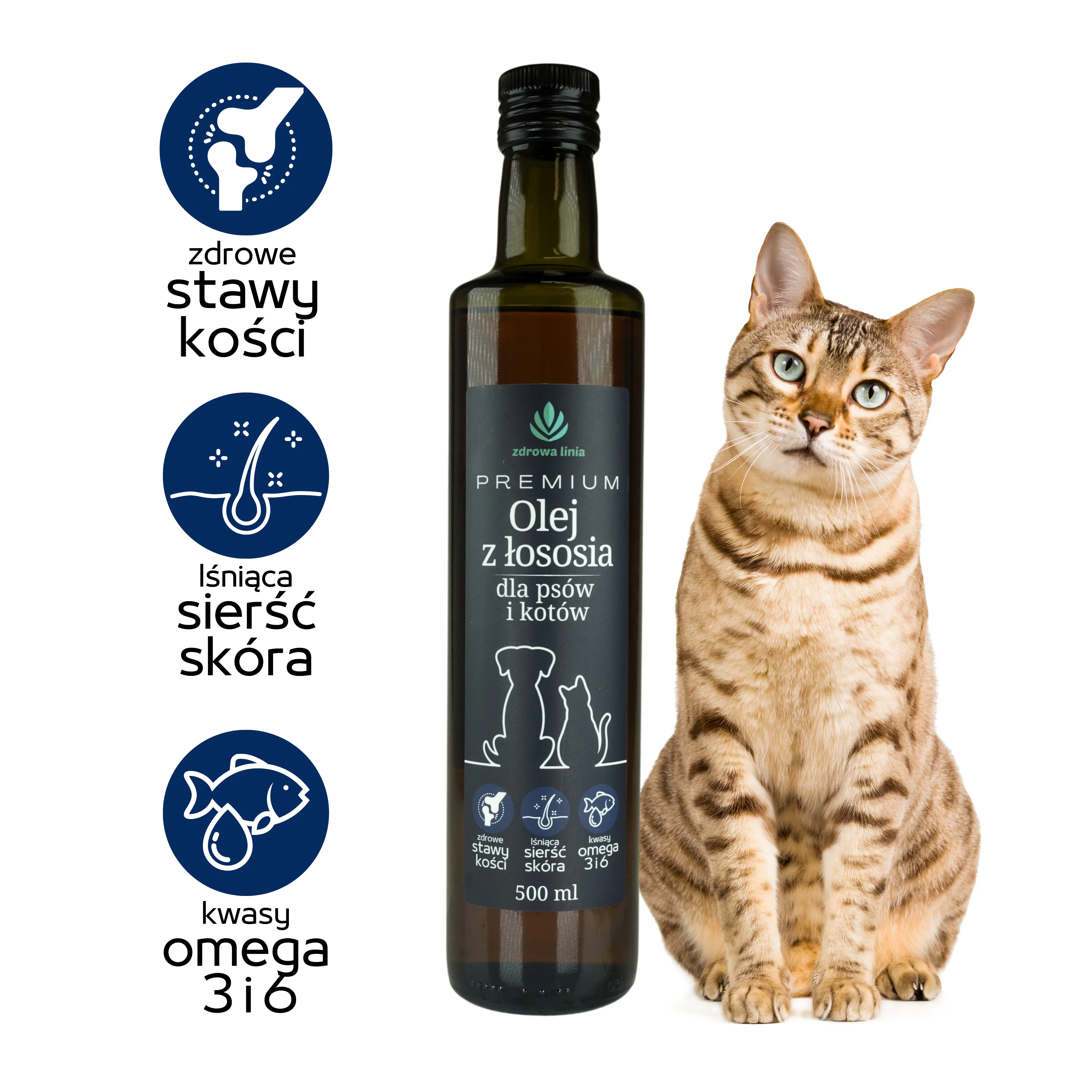 PREMIUM Olej z łososia dla psów i kotów Omega 3 i 6 - obrazek 13