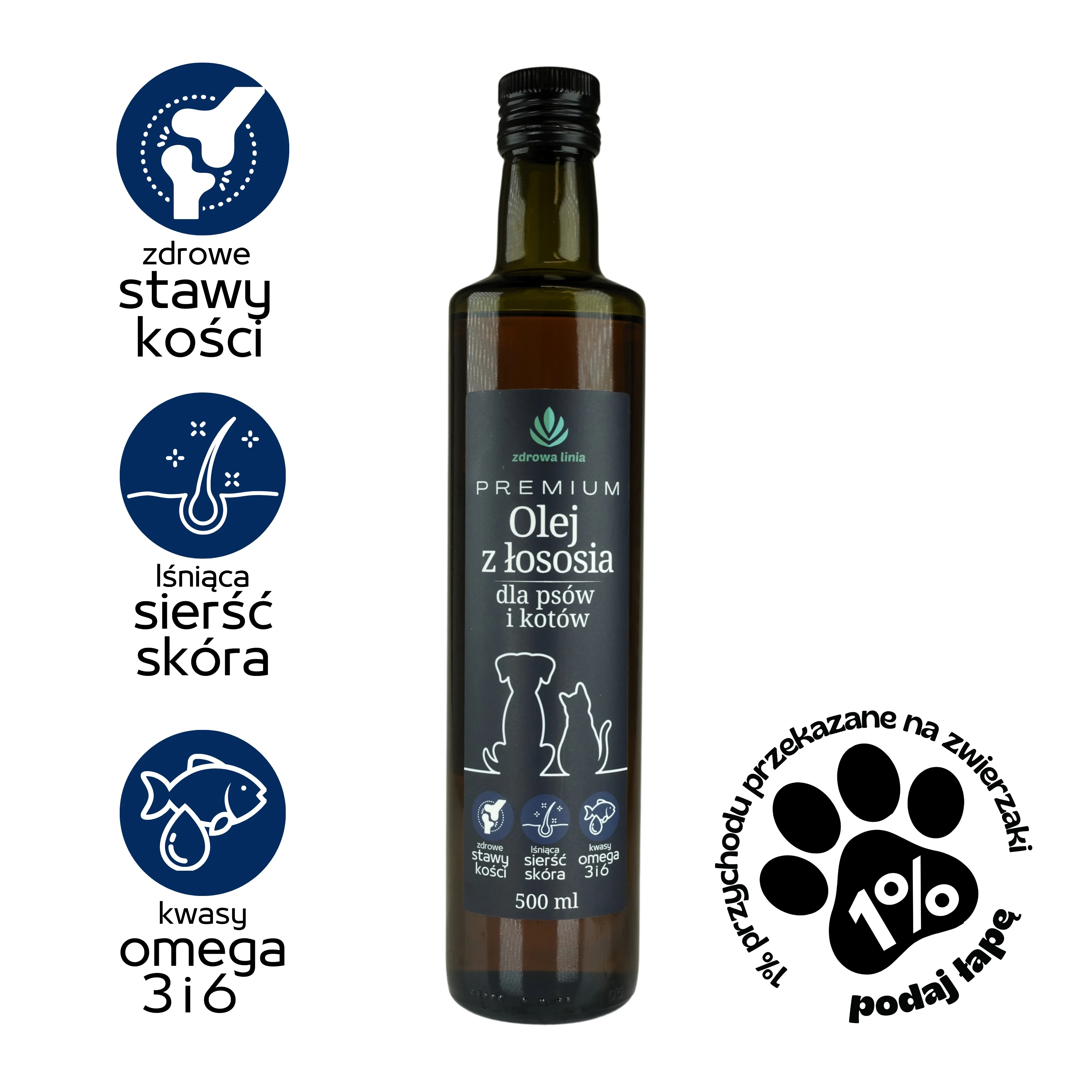 PREMIUM Olej z łososia dla psów i kotów Omega 3 i 6 - obrazek 5