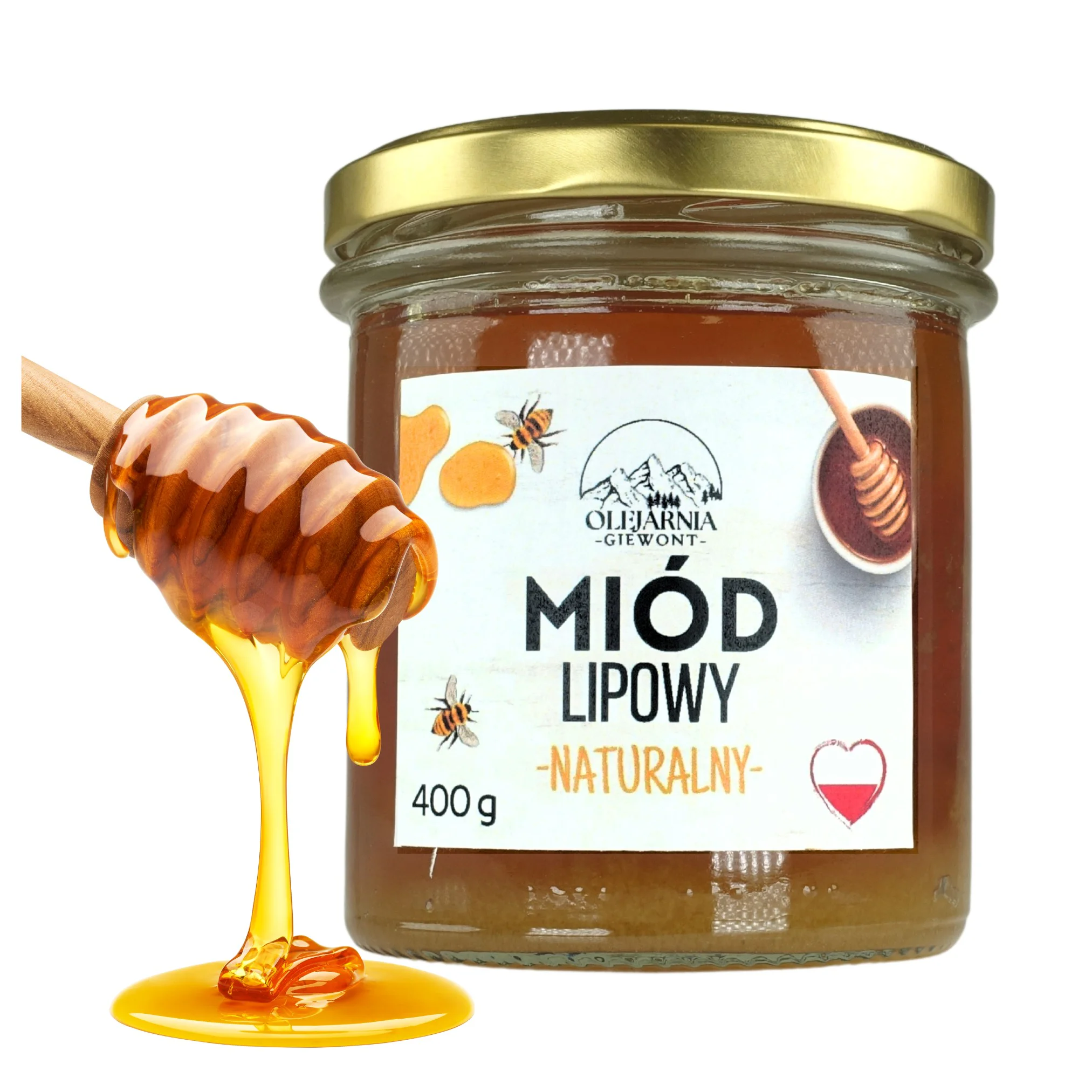 Naturalny miód lipowy 400 g Olejarnia Giewont - obrazek 2