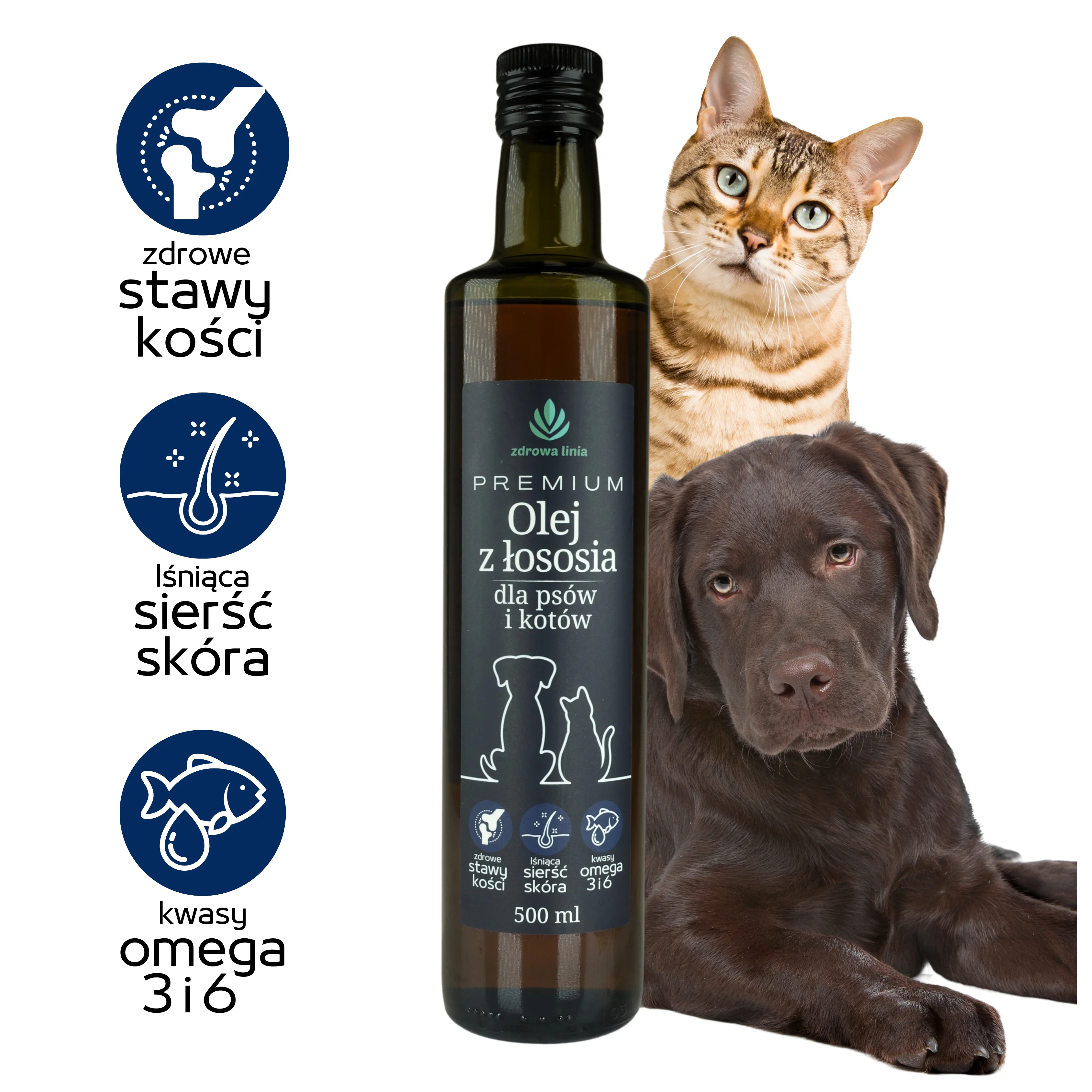 PREMIUM Olej z łososia dla psów i kotów Omega 3 i 6 - obrazek 15