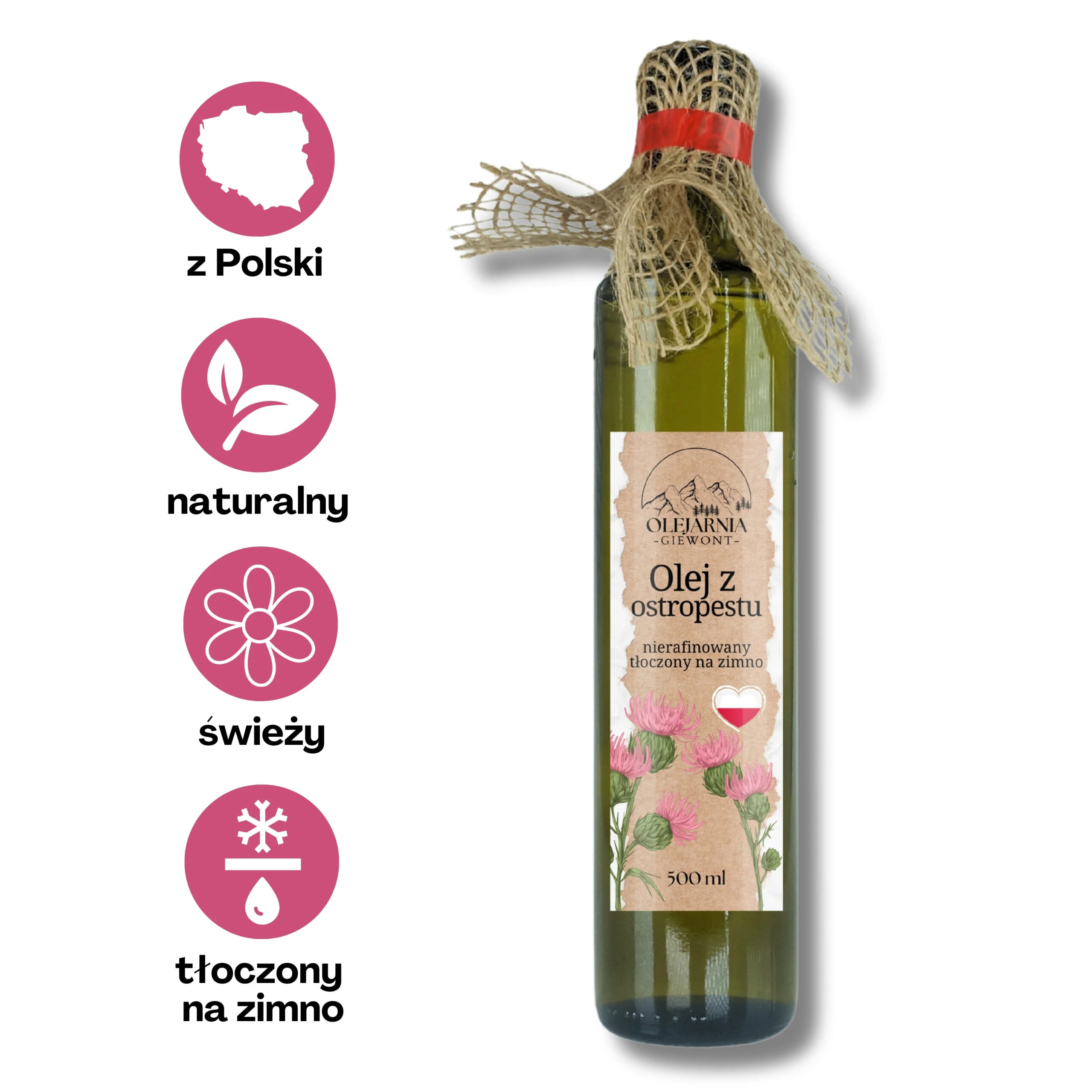 Olej z ostropestu 500 ml Olejarnia Giewont - obrazek 8