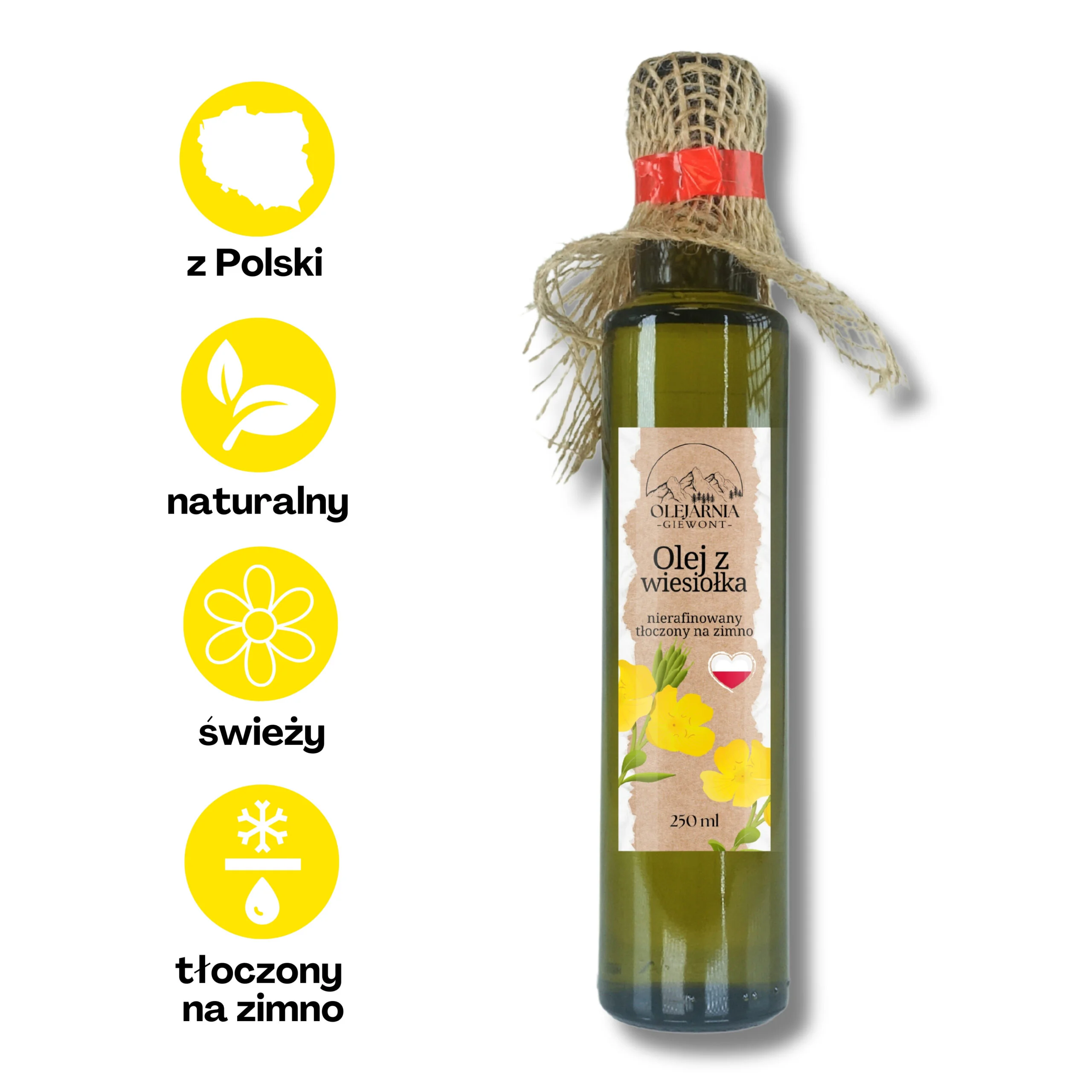 Olej z wiesiołka 250 ml Olejarnia Giewont - obrazek 2