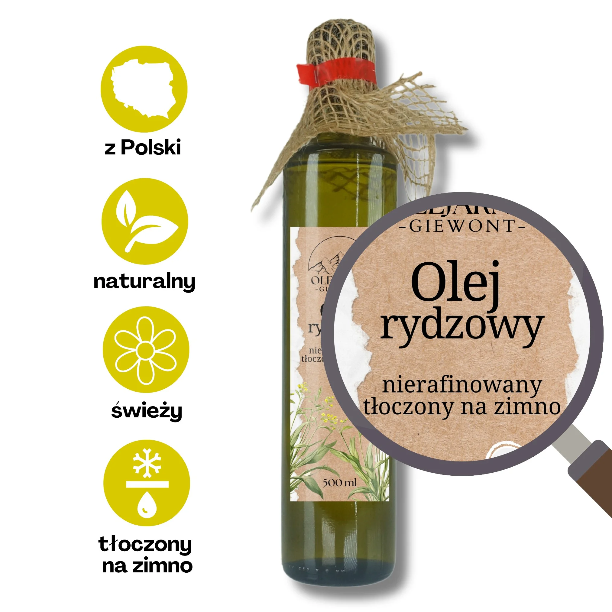 Olej rydzowy 500 ml Olejarnia Giewont - obrazek 2