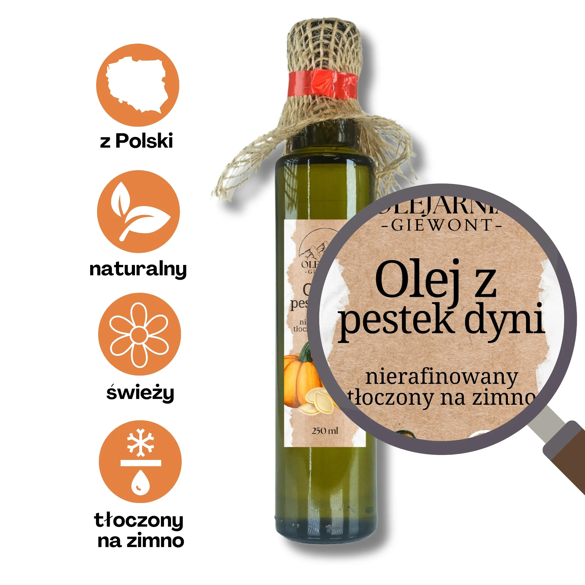 Olej z pestek dyni 250 ml Olejarnia Giewont - obrazek 3