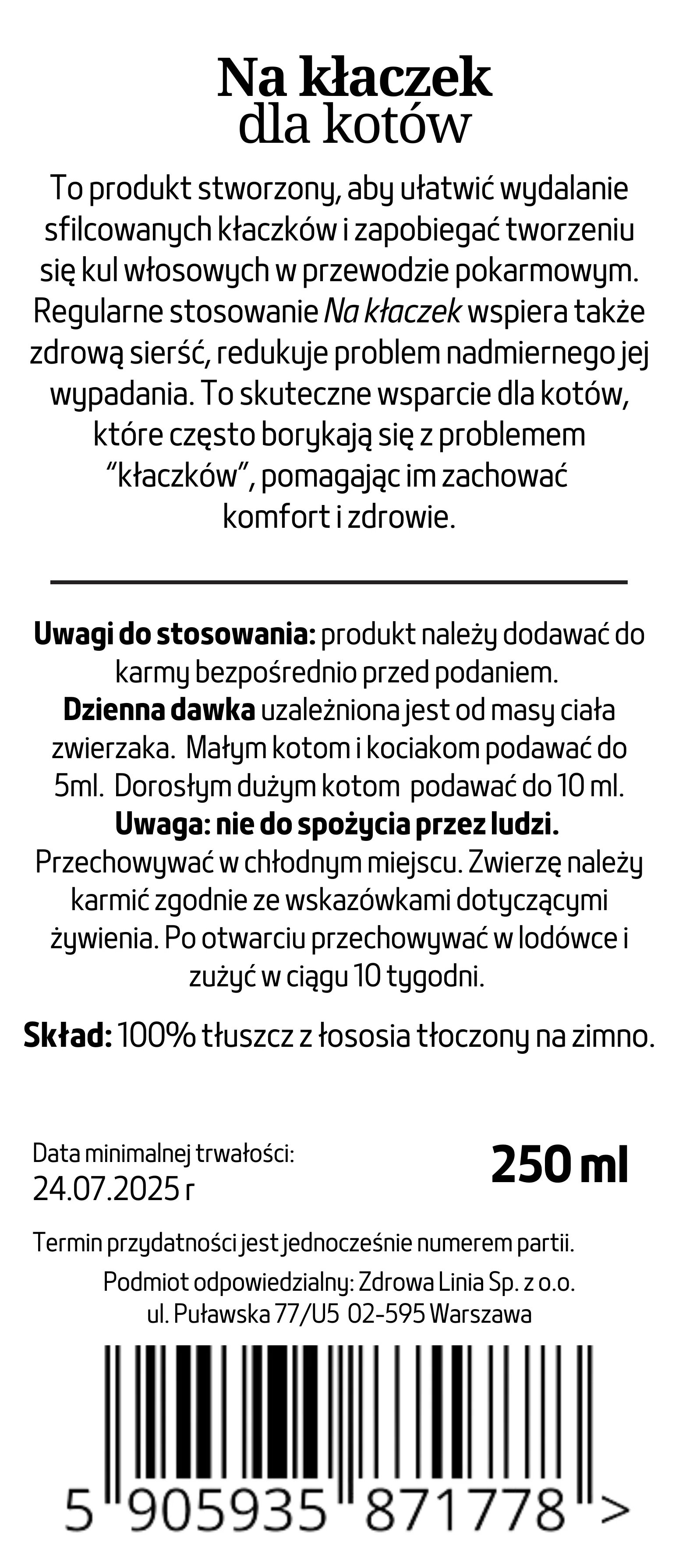 Na kłaczek dla kotów jakość Premium 250 ml - obrazek 13