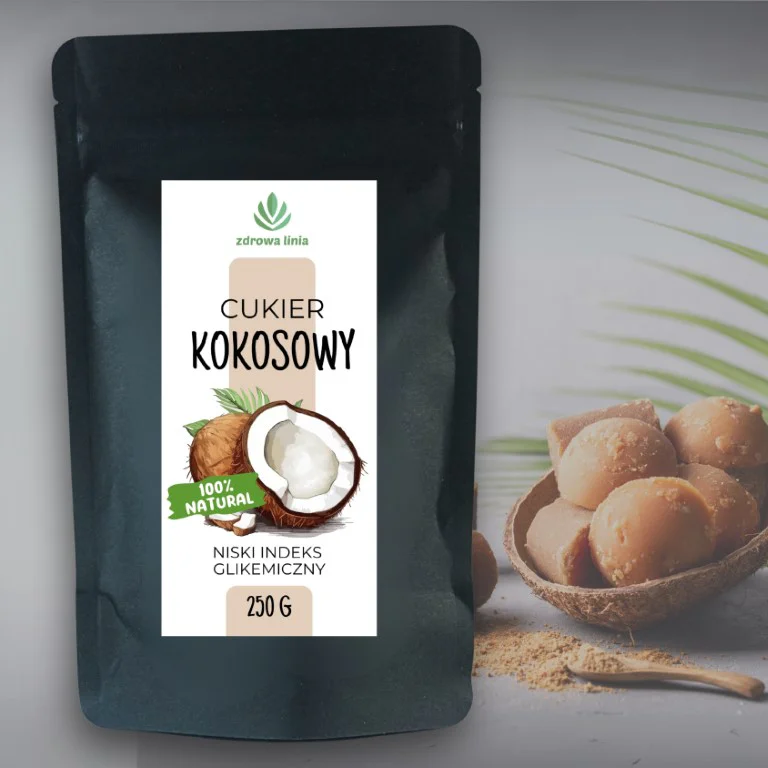 Cukier kokosowy naturalny 250 g zdrowy zamiennik cukru niskie IG 100 % natural - obrazek 4