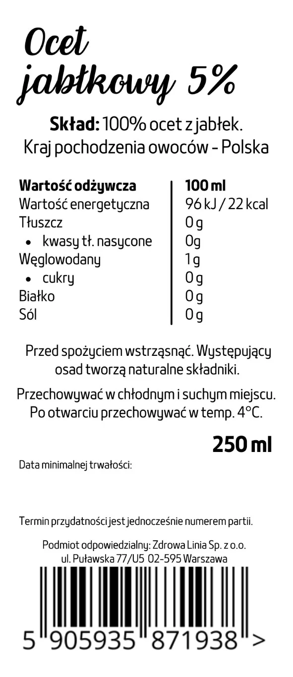 Naturalny Ocet jabłkowy 5 % - obrazek 7