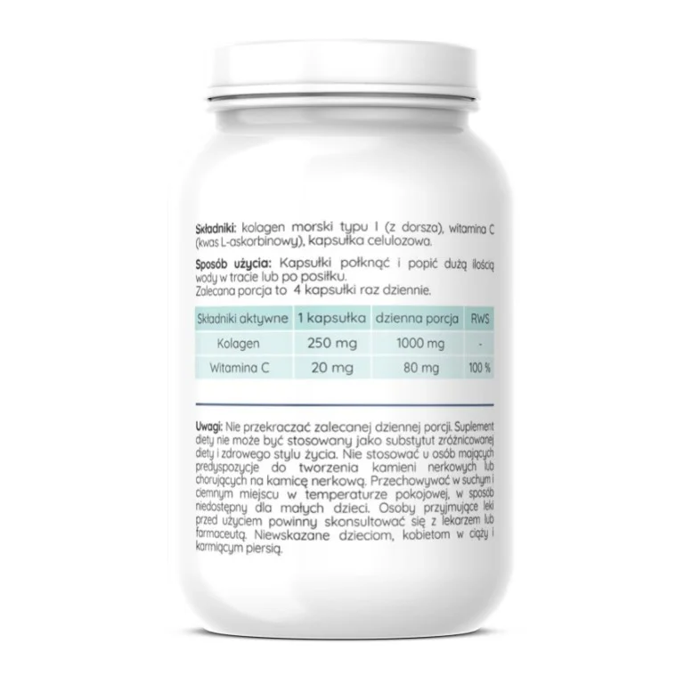 Marine Kolagen z witaminą C 100 kapsułek Herbalab - obrazek 3