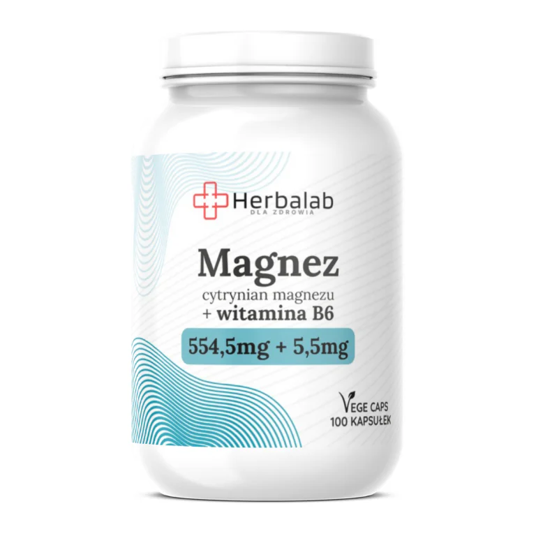 Magnez organiczny + witamina B6 100 vege caps Herbalab - obrazek 3