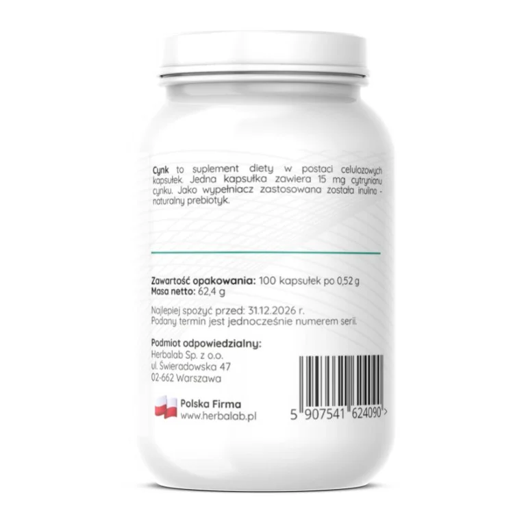 Cynk 100 vege caps Herbalab - obrazek 4