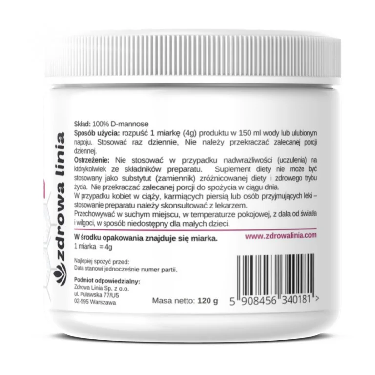 D-Mannoza D-mannose 4000 mg CZYSTA bez dodatków 120g Miarka GRATIS - obrazek 4
