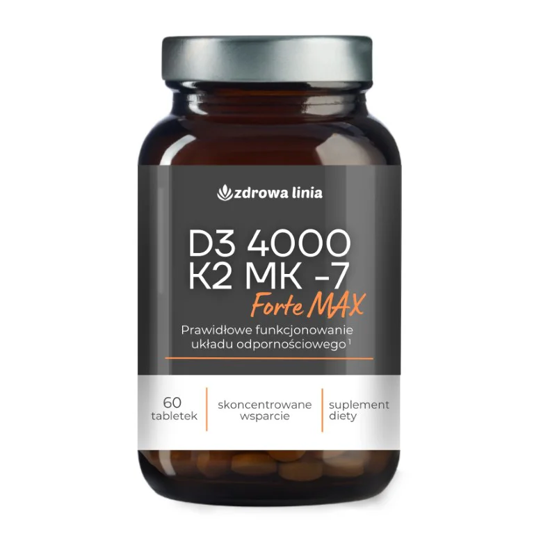 WITAMINA D3+K2 MK-7 FORTE MAX 4000 IU ODPORNOŚĆ SERCE KOŚCI ZĘBY - obrazek 2