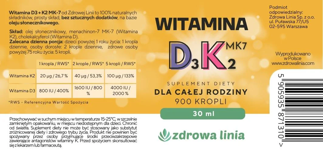 Witamina D3 + K2 MK7 Forte 900 porcji 30 ml - obrazek 6