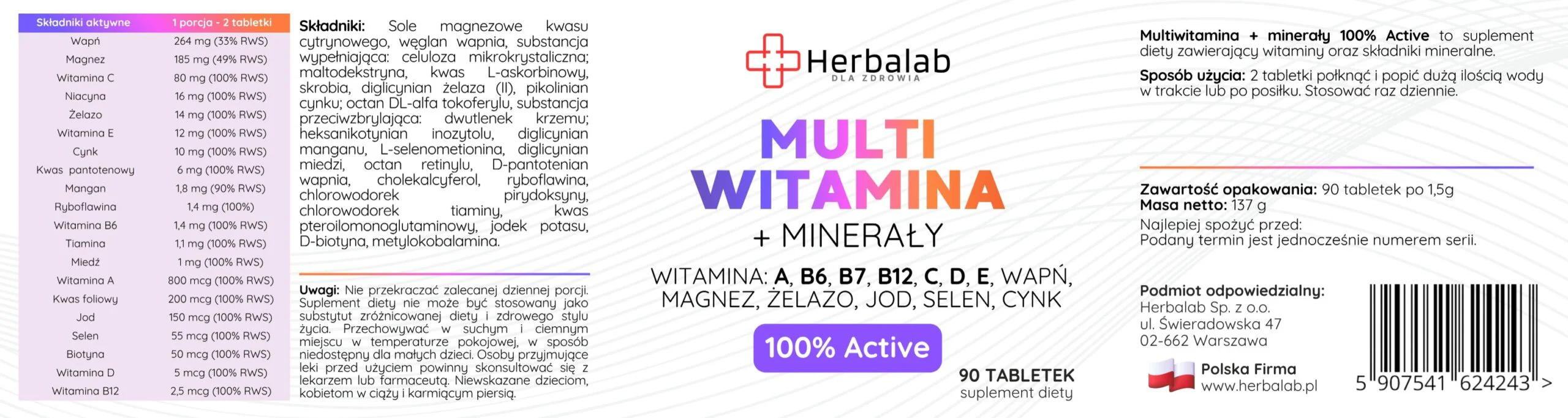 MultiWitamina kompleks wit. A B6 B7 B12 C D E MAGNEZ JOD ŻELAZO SELEN CYNK - obrazek 5
