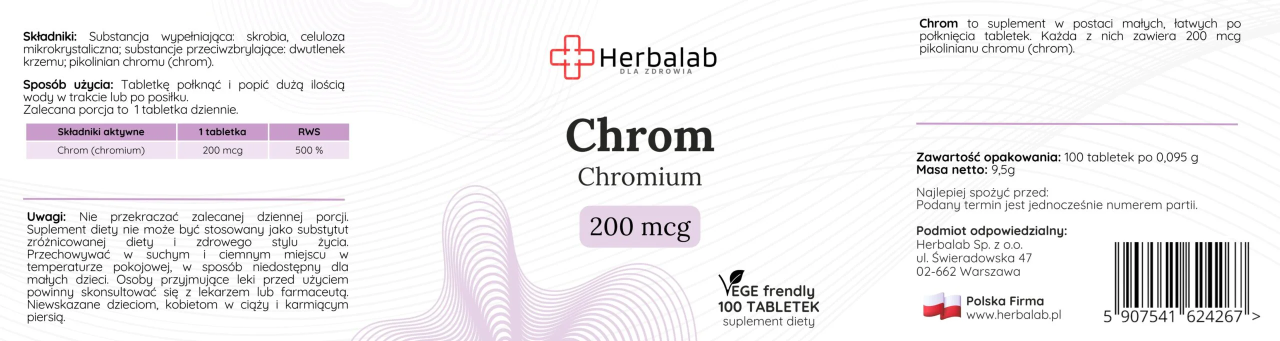 Herbalab CHROM Forte max 200mcg 100 tabletek - obrazek 5