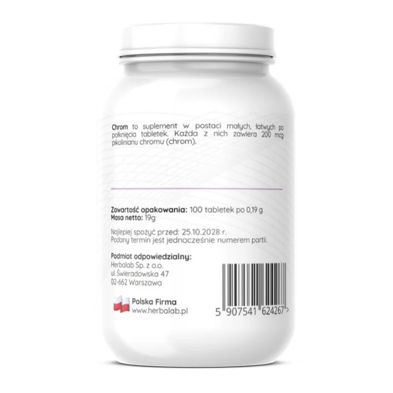 Herbalab CHROM Forte max 200mcg 100 tabletek - obrazek 4