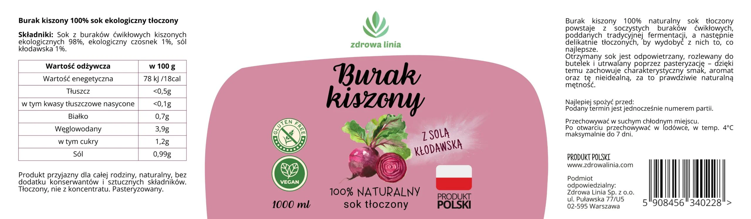 Zakwas z buraka 100% naturalny probiotyk 1000ml sok z kiszonego buraka - obrazek 5